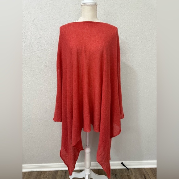 Peruvian Market Baby Alpaca Connection  Shawl Poncho One Size Coral - Picture 1 of 11